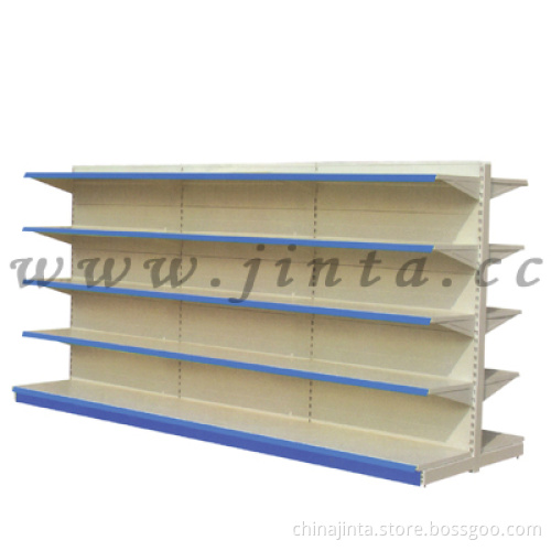 Double side back panel supermarket shelf